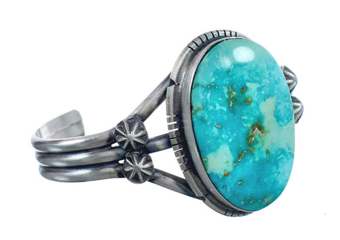 Authentic Turquoise and Sterling Silver Navajo Cuff Bracelet JX125326